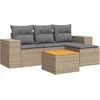 Image de vidaXL - 5-delige - Loungeset - met - kussens - poly - rattan - beige