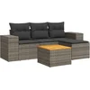 Image de vidaXL - 5-delige - Loungeset - met - kussens - poly - rattan - grijs