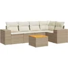 Image de vidaXL - 6-delige - Loungeset - met - kussens - poly - rattan - beige