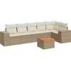 Image de vidaXL - 7-delige - Loungeset - met - kussens - poly - rattan - beige