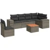 Image de vidaXL - 7-delige - Loungeset - met - kussens - poly - rattan - grijs