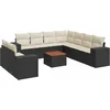 Image de vidaXL - 10-delige - Loungeset - met - kussens - poly - rattan - zwart