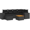 Image de vidaXL - 7-delige - Loungeset - met - kussens - poly - rattan - zwart