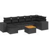 Image de vidaXL - 8-delige - Loungeset - met - kussens - poly - rattan - zwart