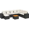 Image de vidaXL - 9-delige - Loungeset - met - kussens - poly - rattan - zwart