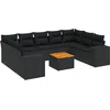 Image de vidaXL - 10-delige - Loungeset - met - kussens - poly - rattan - zwart