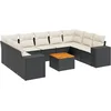 Image de vidaXL - 10-delige - Loungeset - met - kussens - poly - rattan - zwart