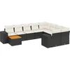Image de vidaXL - 10-delige - Loungeset - met - kussens - poly - rattan - zwart