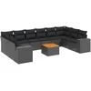 Image de vidaXL - 11-delige - Loungeset - met - kussens - poly - rattan - zwart