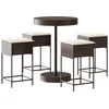 Image de vidaXL - 5-delige - Tuinbarset - met - kussens - poly - rattan - bruin