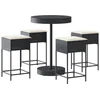 Image de vidaXL - 5-delige - Tuinbarset - met - kussens - poly - rattan - zwart