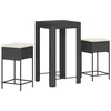 Image de vidaXL - 3-delige - Tuinbarset - met - kussens - poly - rattan - zwart