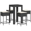 Image de vidaXL - 5-delige - Tuinbarset - met - kussens - poly - rattan - zwart