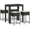 Image de vidaXL - 5-delige - Tuinbarset - met - kussens - poly - rattan - zwart