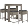 Image de vidaXL - 5-delige - Tuinbarset - met - kussens - poly - rattan - grijs