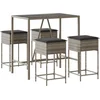 Image de vidaXL - 5-delige - Tuinbarset - met - kussens - poly - rattan - grijs