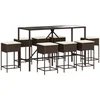 Image de vidaXL - 9-delige - Tuinbarset - met - kussens - poly - rattan - bruin