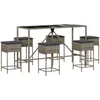 Image de vidaXL - 7-delige - Tuinbarset - met - kussens - poly - rattan - grijs