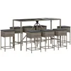 Image de vidaXL - 9-delige - Tuinbarset - met - kussens - poly - rattan - grijs