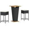 Image de vidaXL - 3-delige - Tuinbarset - met - kussens - poly - rattan - zwart