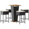 Image de vidaXL - 5-delige - Tuinbarset - met - kussens - poly - rattan - zwart