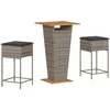 Image de vidaXL - 3-delige - Tuinbarset - met - kussens - poly - rattan - grijs