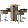 Image de vidaXL - 5-delige - Tuinbarset - met - kussens - poly - rattan - grijs
