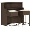 Image de vidaXL - 3-delige - Tuinbarset - met - kussens - poly - rattan - bruin