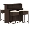 Image de vidaXL - 5-delige - Tuinbarset - met - kussens - poly - rattan - bruin