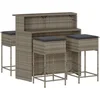 Image de vidaXL - 5-delige - Tuinbarset - met - kussens - poly - rattan - grijs