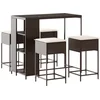 Image de vidaXL - 5-delige - Tuinbarset - met - kussens - poly - rattan - bruin