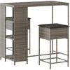 Image de vidaXL - 3-delige - Tuinbarset - met - kussens - poly - rattan - grijs