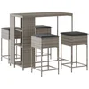 Image de vidaXL - 5-delige - Tuinbarset - met - kussens - poly - rattan - grijs