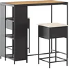 Image de vidaXL - 3-delige - Tuinbarset - met - kussens - poly - rattan - zwart