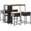 Image de vidaXL - 5-delige - Tuinbarset - met - kussens - poly - rattan - zwart