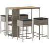Image de vidaXL - 5-delige - Tuinbarset - met - kussens - poly - rattan - grijs