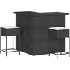 Image de vidaXL - 3-delige - Tuinbarset - met - kussens - poly - rattan - zwart