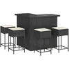 Image de vidaXL - 5-delige - Tuinbarset - met - kussens - poly - rattan - zwart