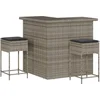 Image de vidaXL - 3-delige - Tuinbarset - met - kussens - poly - rattan - grijs
