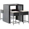 Image de vidaXL - 5-delige - Tuinbarset - met - kussens - poly - rattan - zwart