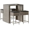 Image de vidaXL - 5-delige - Tuinbarset - met - kussens - poly - rattan - grijs