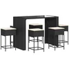 Image de vidaXL - 7-delige - Tuinbarset - met - kussens - poly - rattan - zwart