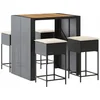 Image de vidaXL - 5-delige - Tuinbarset - met - kussens - poly - rattan - zwart