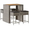 Image de vidaXL - 5-delige - Tuinbarset - met - kussens - poly - rattan - grijs