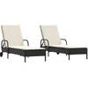 Image de vidaXL - Ligstoelen - 2 - st - met - kussens - poly - rattan - zwart