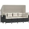 Image de vidaXL - 5-delige - Loungeset - met - kussens - poly - rattan - zwart