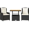 Image de vidaXL - 3-delige - Bistroset - met - kussens - poly - rattan - zwart