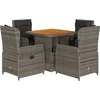 Image de vidaXL - 5-delige - Tuinset - met - kussens - poly - rattan - grijs
