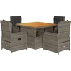 Image de vidaXL - 5-delige - Tuinset - met - kussens - poly - rattan - grijs