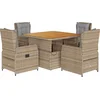 Image de vidaXL - 5-delige - Tuinset - met - kussens - poly - rattan - beige